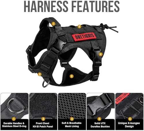 OneTigris Tactical Dog Harness with Handle No-Pull Adjustable for Small Dog