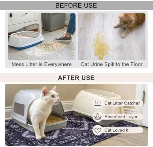 BEAUTYZOO Cat Litter Mat, 28" x 36" Large Litter Trapping Mat, Waterproof