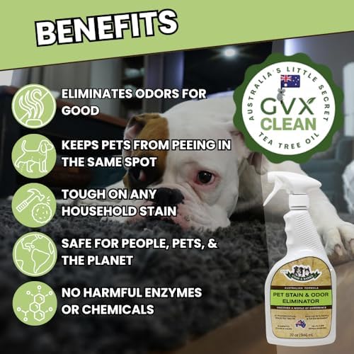 GVX Cook & Banks Pet Odor Eliminator - Dog Urine Odor Eliminator & Cat Spray Deterrent, Pet Stain Remover for Carpet, Hard Floor & Couch, Dog Pee Spray, Urine Deodorizer & Neutralizer for Home, 32 oz