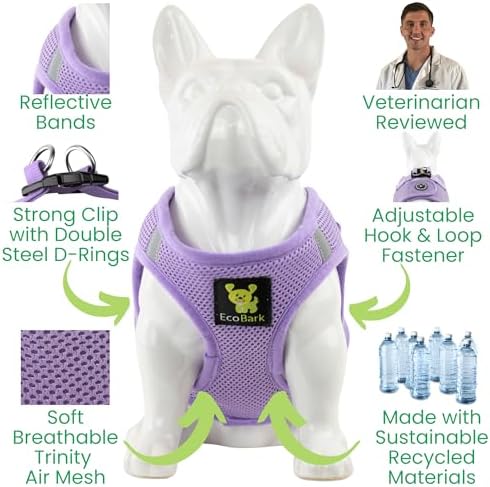 EcoBark Premium Teacup Dog Harness, Mini Step in Vest, XXXS, Lavender