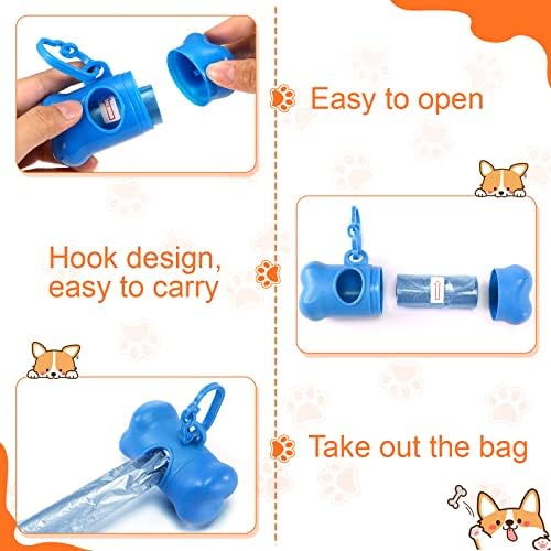 Sabary 20 Pack Dog Poop Bag Holder Bone Shaped with Clip Leakproof