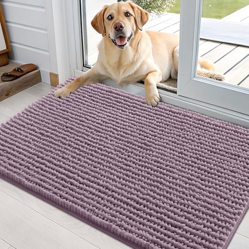 OLANLY Dog Door Mat for Muddy Paws 36x24, Extra Absorbent Chenille Mud Mat