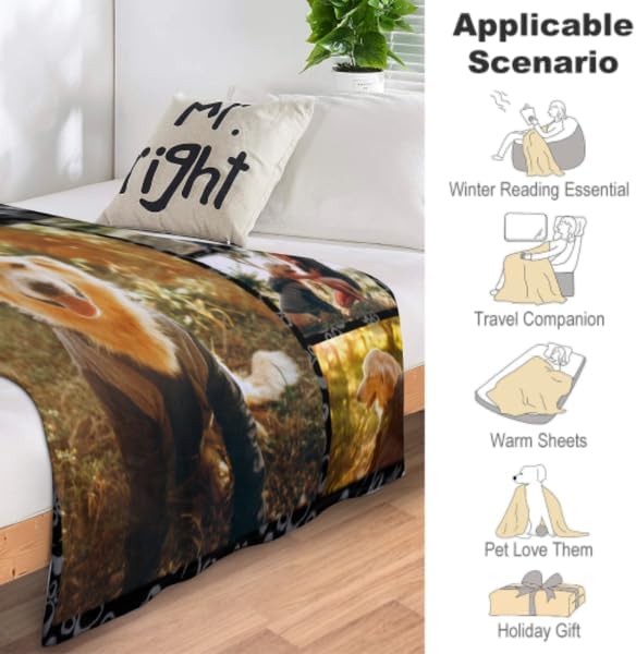 Artsadd Personalized Dog Blanket with Photos & Pet Name, Custom Dog Memorial Throws Blanket for Pet Remembrance Gifts, Customized Puppy Blanket, in Loving Memory Blanket for Pet Owner Dog Lover M