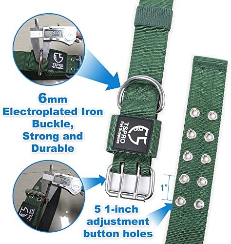 TSPRO Heavy-Duty Tactical Dog Collar with Patch, Large & Extra Large Dogs