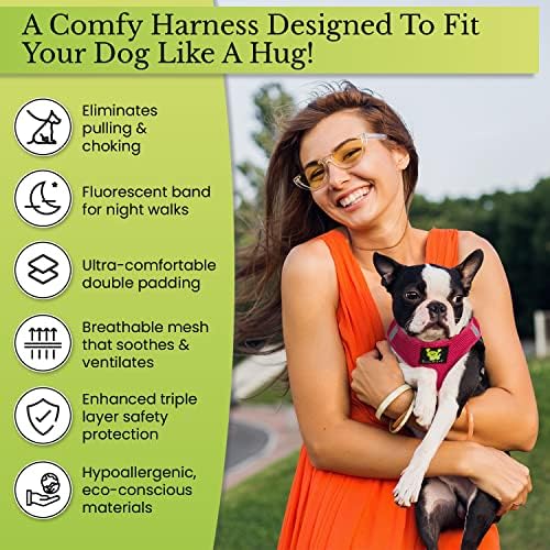 EcoBark Dog Harness - Luxury Step in Mesh Dog Harness in Mint Turquoise - Soft & Secure Dog Halter Vest Wrap