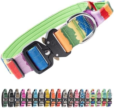 TSPRO Tactical Dog Collar, Heavy Duty Quick Release Metal Buckle and Handle