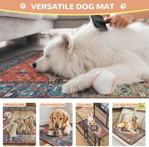 Lahome Extra-Large Washable Dog Pee Pads (72"x72") - Super Absorbent & Waterproof - Leakproof Reusable Mat for Playpens, Beds & Whelping , Convenient Cleanup,Red