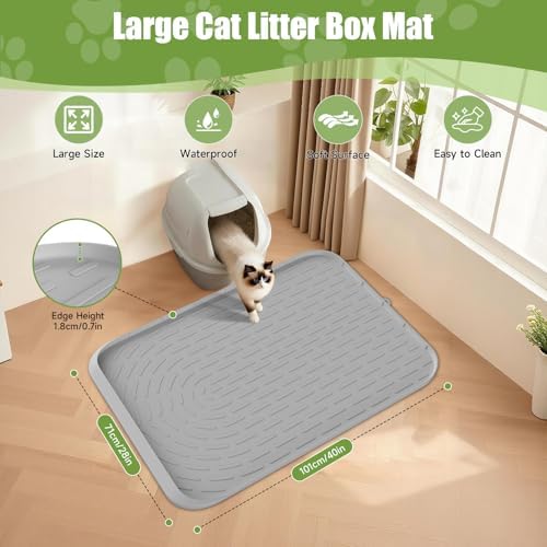 Cat Litter Box Mat, 40" x 28" Extra Large Cat Litter Mat