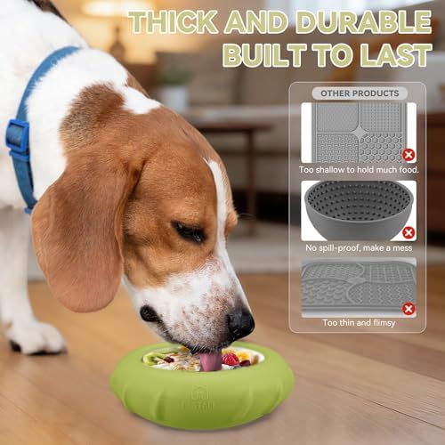 Dog Lick Bowl, Bestalk Wobbly Freeze Bowl Enrichment Feeder for Dogs, Anxiety Relief Lick Mat Puzzle Toy for Distraction, BPA Free Silicone, Dishwasher Safe(Green,L)