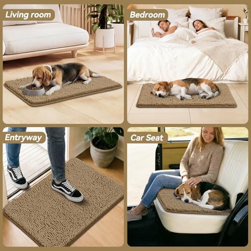 Bcoimo Super Absorbent Dog Door Mat, 36"*24" Anti Slip Mat for Muddy Paws