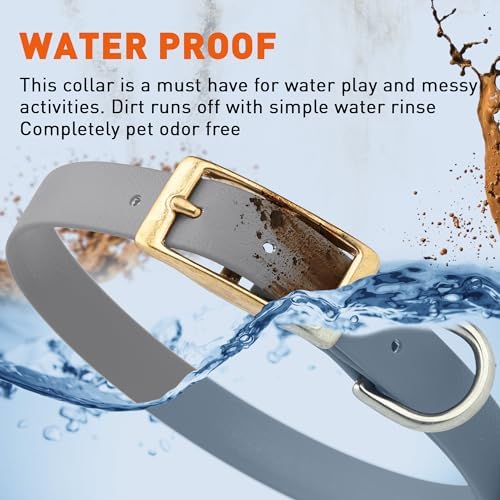 Viper Biothane Heavy Duty Waterproof Dog Collar Strong Coated Nylon Webbing w/Solid Brass Hardware Odor-Proof Easy to Clean High Performance Fits Small Medium or Large Dogs, Battleship Gray
