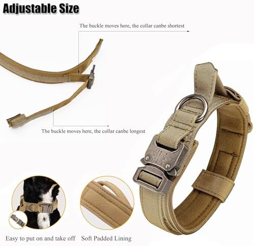 Tactical Dog Collar, Adjustable Military Training Nylon Pet Collar, Green M