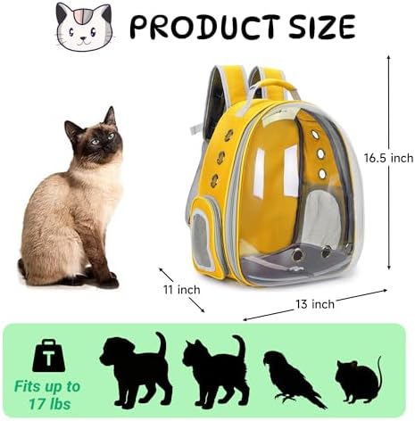Cat Backpack Carrier Bubble Carrying Bag (Yellow)