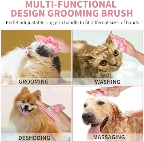 Professional 7 in 1 Dog Paw Cleaner for Dogs - Includes 1 Portable Paw Washer, 1 Bath Brush, 2 Dog Toothbrushes and 3 Absorbent Towels Note: Fits Paws 2.5 to 3.5 Inches Wide (Large, Light Pink)
