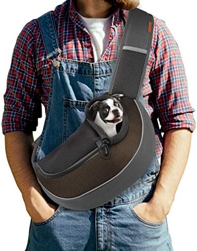 FDJASGY Pet Sling Carrier for Small Dogs Cats,Breathable Mesh Travelling Hand Free Puppy Backpack with Pouch and Adjustable Strap Carrier