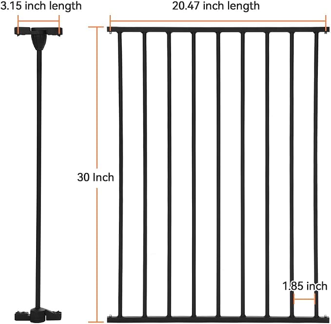 COMOMY Gate Extension 30" Tall, Suitable for 80" and 198" Wide Iron Fence Door of COMOMY, Create a Spacious and Secure Environment for Your Pets, Black