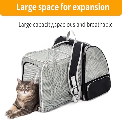 Cat Backpack，Expandable Cat Carrier Backpack, Dog Backpack Carrier and Pet Carrier Backpack, Suitable for Cats, Kittens or Small Dogs, Travel Friendly Puppy Cats Bag (Black)