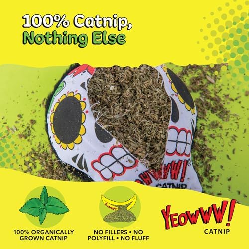 Yeowww! Catnip La CAT-rina Toy for Cats - Día de Los Muertos Design - Made in the USA - Stuffed with Organically Grown Catnip