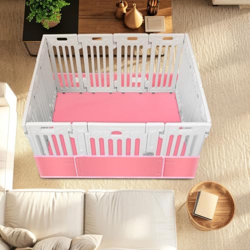 Marsui Dog Playpen Bottom Pad, Pink, Solid Color