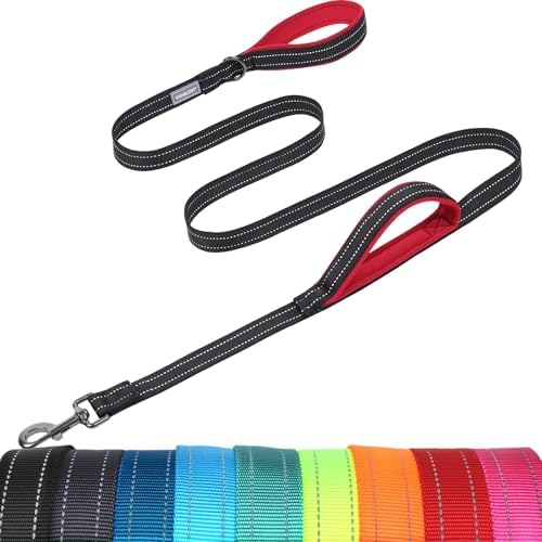 VIVAGLORY Double Handle Dog Leash Twingrip, 4ft x 1in, Black