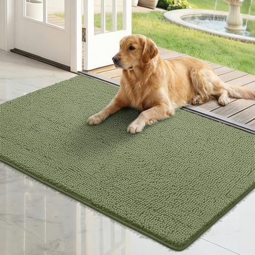 Bcoimo Super Absorbent Dog Door Mat, 48"*30" Anti Slip Mat for Muddy Paws
