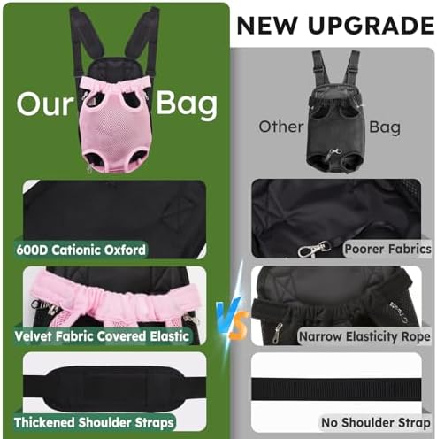 Pet Carrier Backpack, Hands-Free Adjustable Dog Front Carrier Legs Out & Easy-Fit Dog Backpack Carrier for Hiking Camping Traveling Cycling for Small Dogs and Rabbits (Medium, Pink)