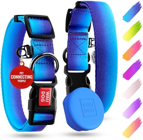 WAUDOG Nylon Dog Collar & Airtag Holder Adjustable Small Medium Large Dogs