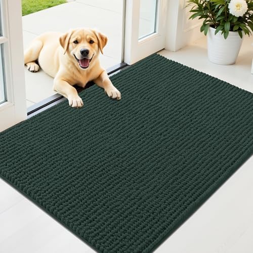 OLANLY Dog Door Mat for Muddy Paws 44x32, Extra Absorbent Chenille Mud Mat
