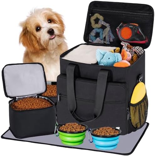 Dog Travel Bag, Large Pet Travel Set with Multi-Function Pockets