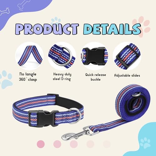 Reflective Dog Collar and Leash Set (4 FT/5 FT) for Small Dogs