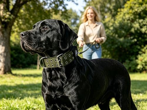 4-Layer Nylon Dog Collar,Heavy Duty for Large Dogs,Army Green L