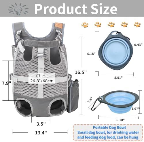 Dog Carrier Backpack - Legs Out Front Facing Pet Carrier Backpack for Small Medium Dogs, Hands-Free Dog Front Carrier, Easy-fit Adjustable Dog Carrying Backpack for Walking Hiking Bike and Motorcycle