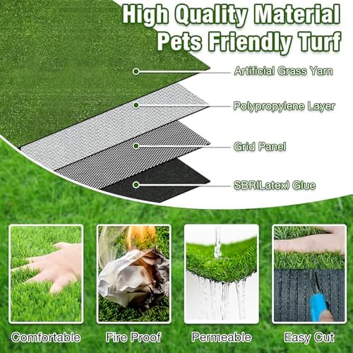 GLOBREEN Fake Grass Pee Pads for Dogs Potty - 2FTx6FT Reusable Turf Rug