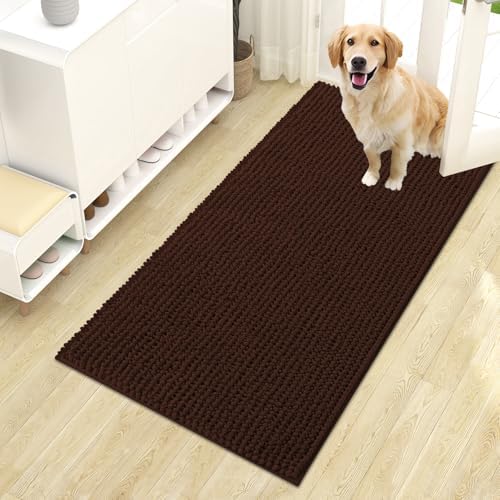 OLANLY Dog Door Mat for Muddy Paws 44x24, Extra Absorbent Chenille Mud Mat