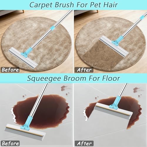 Carpet Rake for Pet Hair Removal,54 inch Adjustable Reusable Carpet Broom