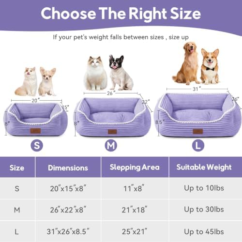 Zerbuger 20in Violet Rectangle Cat Dog Bed Machine Washable Sleeping Sofa