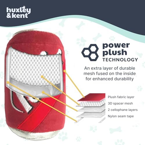 Huxley & Kent Power Plush Squeaky Dog Toy, Bad Dog Jack's Whiskey, Large