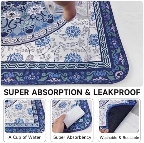 Washable Pee Pads for Dogs 2 Pack,36"x41" Waterproof Non-Slip Reusable Puppy Pad with Fast Absorbent,Leakproof Whelping Pads for Pet Housebreaking (Indigo Blue Medallion, 36"x41"(Pack of 2))