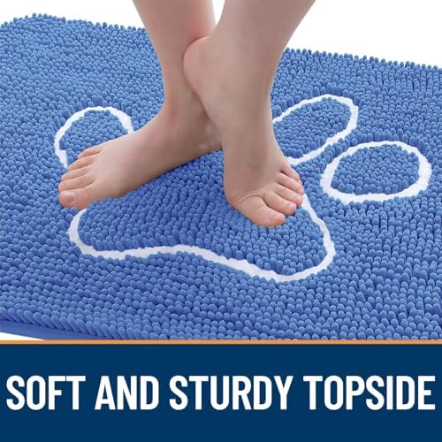 OLANLY Dog Door Mat for Muddy Paws 36x24, Paw Print Design Chenille Mud Mat