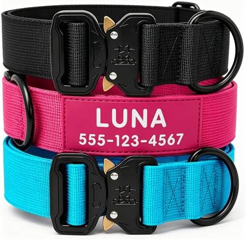 Caramel Personalized Tactical Dog Collar with Heavy Duty Nylon