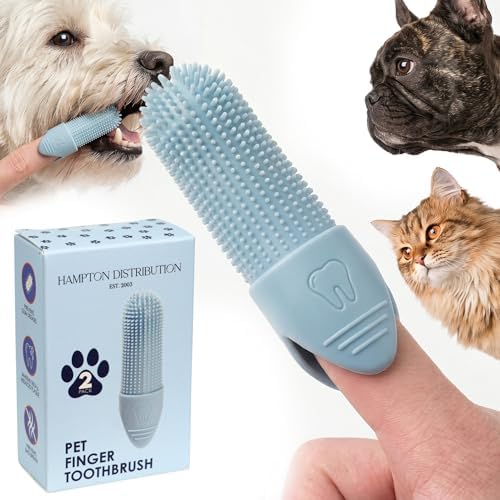 Hampton Distribution 2-Pack Pet Dental Care Kit - 360° Silicone Dog & Cat Finger Pet Toothbrush