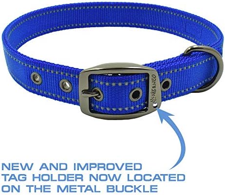 Max and Neo MAX Reflective Metal Buckle Dog Collar - We Donate a Collar to a Dog Rescue for Every Collar Sold (Large, Blue)