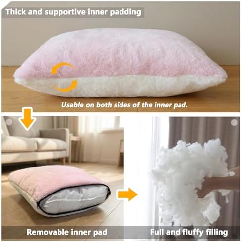 Cat Bed for Indoor Cats，Foldable cat cave，Anti-Slip & Water-Resistant Bottom，cat Houses for Indoor Cats or Small Dogs, Kitten Tent, Rabbit Bed，2 in 1 pet Bed (Pink)