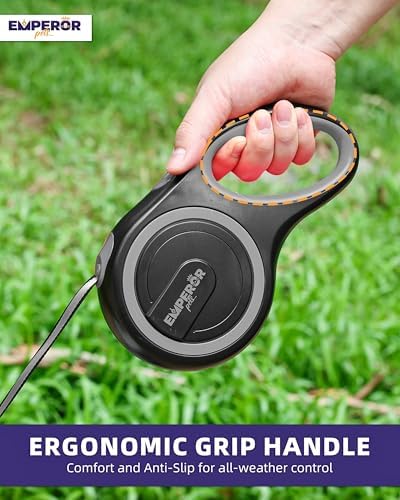 Emperor Pets Retractable Dog Leash, 26 ft, Up to 110lbs, Gray -GY26