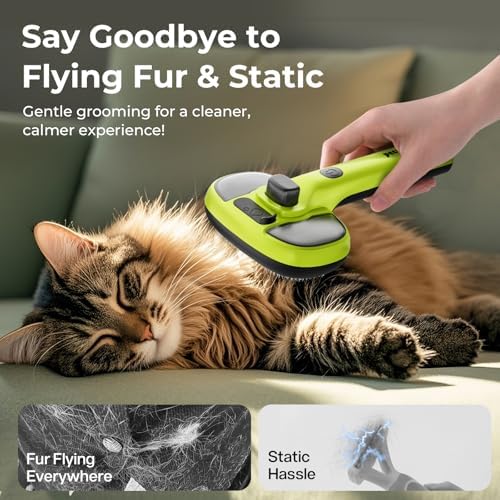 Pecute Self-Cleaning Steam Dog Cat Brush & Leave-in Conditioner, Cool Mist