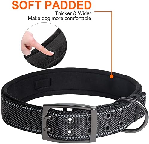Fida Heavy Duty Dog Collar for Large Dogs with Metal Belt Buckle, Black