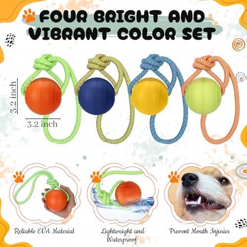 Skylety 4 Pack Floating Dog Toy with Rope Handle