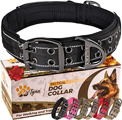 ADITYNA Heavy Duty Black Dog Collar for Medium Dogs with Traffic Handle