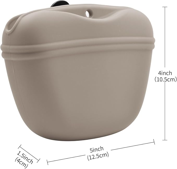 AUDWUD Silicone Dog Treat Pouch with Clicker Magnetic Closure Secure Clip | Upgraded clip keeps your treat pouch secure during training.Magnetic closure allows fast one hand access.Includes dog click