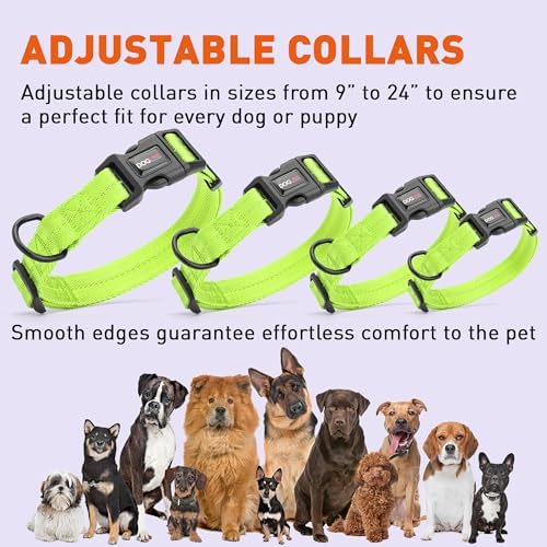Dogline Lime Green Customizable Personalized Nylon Collar (W: 5/8" L: 11"-16")